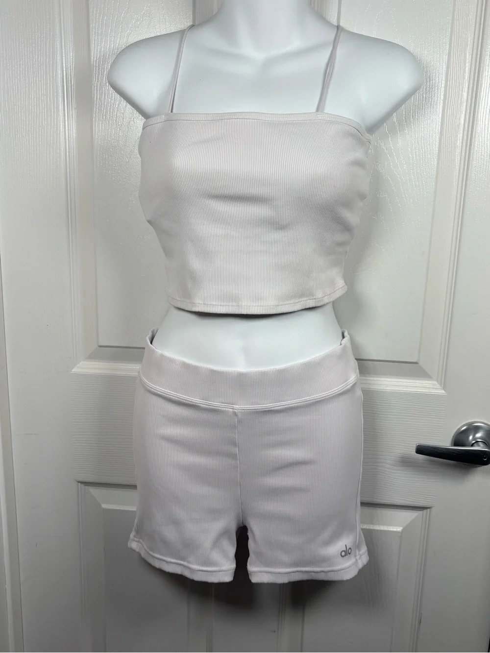 Alo Yoga Goddess Ribbed Bandeau Set White Size Medium A206